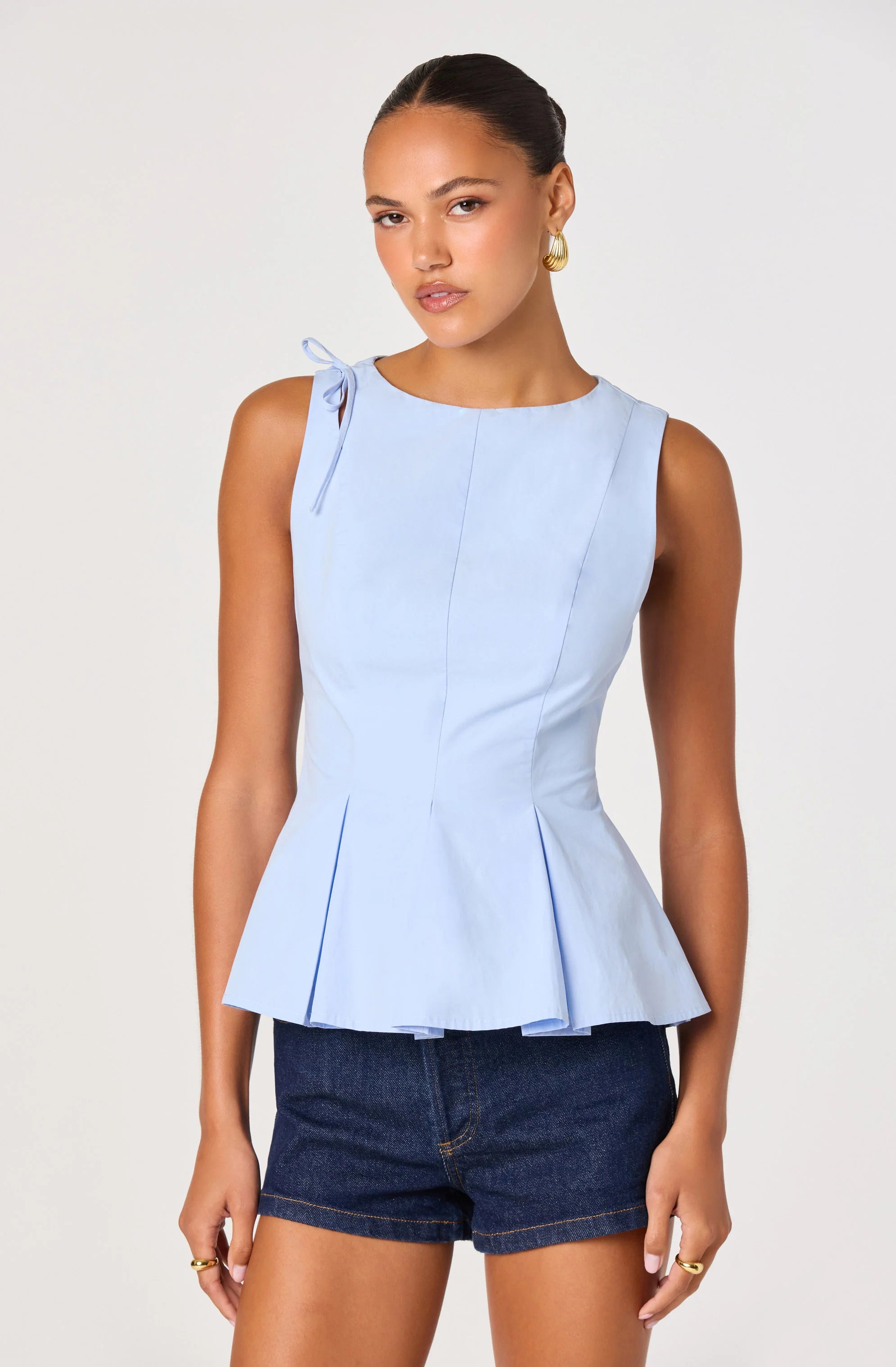 Kalish Shoulder Tie Peplum Top – Freda Head
