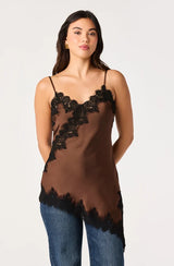 Laura Lace Trim Asymmetric Top