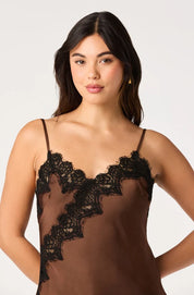 Laura Lace Trim Asymmetric Top