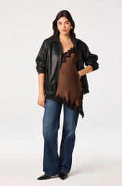 Laura Lace Trim Asymmetric Top
